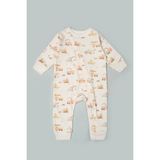 Vauva Bebek Çocuk Tulum Uzun Kollu Baskılı Fermuarlı Kız Erkek Pijama Tulum - Turuncu - 6 - 9 Ay