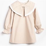 Vauva Kız Çocuk Elbise Geniş Yakalı Bayramlık Elbise - 5 - 6 Yaş - Bej