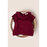 Vauva Kız Çocuk Tişört Yaklı Body Tişört - Bordo - 2 - 3 Yaş