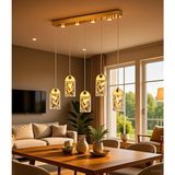 Vav Avize Modern Kristal Cam LED Sarkıt Avize – 6’lı Buz Tasarım, Lüks Salon & Oturma Odası Aydınlatması - 5 - Gold