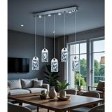 Vav Avize Modern Kristal Cam LED Sarkıt Avize – 6’lı Buz Tasarım, Lüks Salon & Oturma Odası Aydınlatması - 5 - Krom - Gümüş