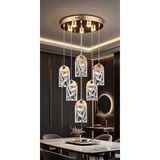 Vav Avize Modern Kristal Cam LED Sarkıt Avize – 6’lı Buz Tasarım, Lüks Salon & Oturma Odası Aydınlatması - Gold