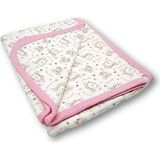 Vav Baby Ayıcık Desenli Bebek Tek Kat Kapitone Battaniye Kundak 80X90 cm Pembe - 80 x 90 cm