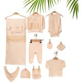 Vav Baby Organik Hastane Çıkışı 10 Parça Kelebek Desen - 0 - 3 Ay - Bej