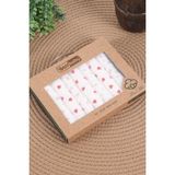 Vav Baby Vavbaby 7’li Bebek Ağız Mendili Seti – Pamuk, Yumuşak ve Emici Küçük Kalpli - 20 x 20 cm - Bordo
