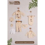 Vav Baby Vavbaby Organik Hastane Çıkışı 8’li Sleepy Bear Ekru - Yenidoğan - Bej-CM1