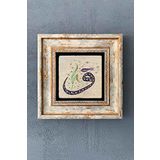 Vav Harfi Çerçeveli Taş Tablo 20x20 cm-Wall Decor Oscar Stone Decor