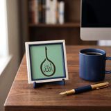 Vav İçinde Allah Yazılı Dekoratif Minyatür Obje, Ev & Ofis İçin 10x10 cm Tasarım, Manevi Hediye