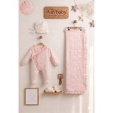Vavbaby Kız Bebek Dantel Detaylı 3’lü Bebek Hastane Çıkış Seti - Pembe - Yenidoğan