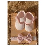 VaVbaby Kız Bebek Fiyonklu Yenidoğan Bebek Ayakkabısı - Mevlüt Ayakkabısı Pembe