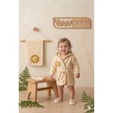 Vavbaby Organik Bambu Bebek Havlu Bornoz Seti Bebek Havlu Kundak Çiçek - Yenidoğan - Bej