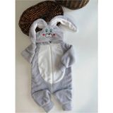 Vavbaby Welsoft Peluş Unisex Fermuarlı Kışlık Bebek Uyku Tulumu Bebek Tulumu Çocuk Tulumu Çocuk Kostümü - Gri - 1 Yaş