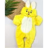 Vavbaby Welsoft Peluş Unisex Fermuarlı Kışlık Bebek Uyku Tulumu Bebek Tulumu Çocuk Tulumu Çocuk Kostümü - Sarı - 1 Yaş