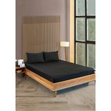 Vavey Çizgili Saten 1 Adet 90X200 30 Tek Kişilik Lastikli Yatak Çarşafı ve Yastık Kılıfı 50X70 Set Siyah