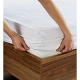 Vavey Çizgili Saten 180X200 30 Lastikli Yatak Çarşafı ve 2 Adet Yastık Kılıfı 50X70 Çift Kişilik Set Beyaz - 180 X 200