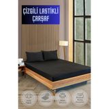 Vavey Soft Cotton Tek Kişilik Lastikli Çarşaf Seti 100X200 Cm,30 cm + 1 Adet Yastık Kılıfı 50X70 cm - Siyah - 100 x 200 cm