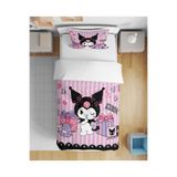 Vaveyla Home Kuromi Desenli 3D Dijital Baskılı Tek Kişilik Kız Çocuk Çarşafsız Nevresim Takımı