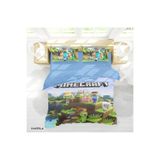 Vaveyla Home Minecraft Desenli 3D Dijital Baskılı Çift Kişilik Çarşafsız Erkek Çocuk Nevresim Takımı