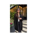 Vaveyla Kadın Siyah Şal Yaka Triko Hırka | Oversize & Rahat Model