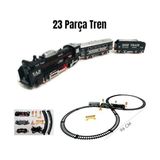 Vavis / 23 Parça Işıklı Klasik Tren Seti 96CM 3 Farklı Ray Modeli Pilli Retro Tren Raylı Oyuncak Full Fonksiyon Çocuklar Için Eğitici