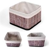 Vavis Bambu Çok Amaçlı Saklama Kutusu Düzenleyici Kare Organizer, Dekoratif Bambu Düzenleyici Gri (20X20X13CM) - -50 C