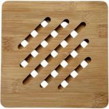 Vavis Bambu Nihale, Kare Şekilli, Çizgili Tasarım, Ahşap Malzeme, Tencere Tava Altlığı, 17 Cm, Nemli Bezle Silinebilir - 1BW-Beyaz