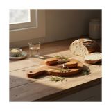 Vavis Doğal Akasya Peynir Sunum Tahtası ve Servis Seti – 25X17 cm Saplı Mini Kesme Tahtası, Yanında Özel Bambu Saplı Peynir Bıçağı ve Çatalı Ile (3 Parça) - Ahşap