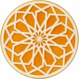 Vavis Saul El Yapımı Premium Seramik Bardak Altlığı | Özel Kabartmalı Selçuklu Motifi | Otantik Bal Köpüğü (Hardal) Rengi | Dekoratif & Isıya Dayanıklı Sunum Altlığı - Kestane Akaju - Option-1