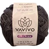 Vavivo Galaxy El Yapımı İp, Antrasit, 45% Pamuk 55% Pullu, 50 g, 110 m