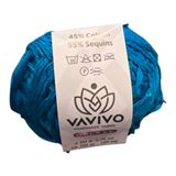 Vavivo Galaxy El Yapımı İp, Turkuaz, 45% Pamuk 55% Pullu, 50 g, 110 m