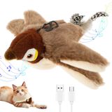 VAVPUP Elektrikli keçe kedi oyuncağı, entegre dokunmatik sensörlü etkileşimli kedi kuşu, akıllı şarj edilebilir uçan kuş, 3 hareket frekansı, kediler için kuş oyuncağı