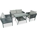 Vavrattan Shangai Deluxe Rattan Bahçe ve Balkon Oturma Takımı – Alüminyum İskeletli, Su ve Leke İtici Taş Gri Kumaşlı, Dayanıklı Şık Tasarım