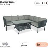 Vavrattan Shangai Rattan Bahçe Balkon Köşe Takımı Taş Gri