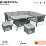 Vavrattan Shangai XL Rattan Bahçe Köşe Takımı Taş Gri El Yapımı Dayanıklı ve Konforlu