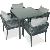 Vavrattan Vera Kare Rattan Bahçe Balkon Takımı Taş Gri