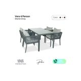 Vavrattan Vera Rattan Bahçe Balkon Yemek Takımı 4 Kişilik Taş Gri