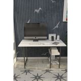 VayAvm 60x120 Metal Ayaklı 2 Raflı Çalışma Ofis Masası Beyaz