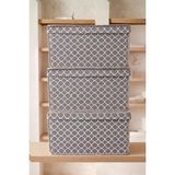 Vaybe 3'lü Set Mini Çok Amaçlı Saklama Kutusu Gri Zincir Desenli Oyuncak ve Kıyafet Düzenleyici Hurç 30X40X25 cm