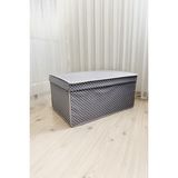 Vaybe Kumaş Mega Çok Amaçlı Saklama Kutusu Kutu Hurç Organize Oyuncak Kutusu Hurç Gri Puantiye Desen 40X6 - Ahşap