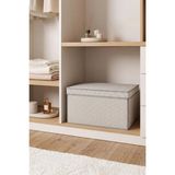 Vaybe Mega Çok Amaçlı Saklama Kutusu Gri Çizgili Oyuncak ve Kıyafet Düzenleyici Hurç 40X60X30 cm