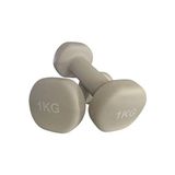 Vayne Vinly Neoprene Kaplamalı Döküm Demir Dambıl Estetik Soft Pilates Fitness Ağırlığı 2 Adet x 1 kg - Bej