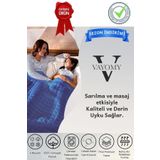 Vayomy Ağırlıklı Battaniye Montessori Yorganı 3 Kg 104x152%100 Pamuk 4 Mevsim Kullanılabilir (Mavi)
