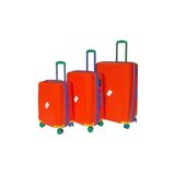 Vayomy Colors Pp Line Kabin Orta Büyük Boy Turuncu 3'lü Valiz Seti Kırılmaz 2 Yıl Garantili