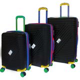 Vayomy Colors PP Line Orta Boy Siyah Valiz KIRILMAZ 2 Yıl Garantili