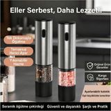 Vayomy Şarjlı Otomatik Baharat Öğütücü Değirmen - 5 Kademe Ayarlı Seramik Tuz Karabiber Değirmeni - Inox