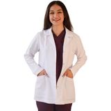Vayvaylı Gömlek Yaka Ceket Boy Beyaz Kadın Doktor Öğretmen Laboratuvar Önlüğü - 4XL