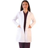 Vayvaylı Gömlek Yaka Orta Boy Beyaz Kadın Doktor Öğretmen Laboratuvar Önlüğü - 2XS