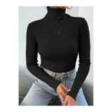 VAZIRADK Balıkçı Yaka Kaşkorse Bluz Siyah L/XL