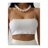VAZIRADK Basic Straplez Crop Top Beyaz S