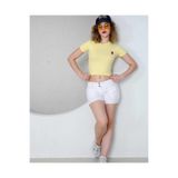 VAZIRADK ÇİLEK NAKIŞLI CROP TİŞÖRT Sarı L